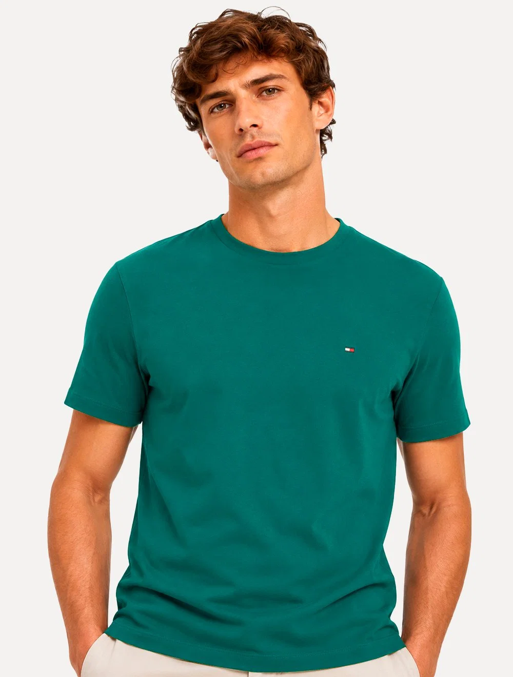 Camiseta Tommy Hilfiger Masculina Essential Cotton Verde Jade — imagem 1