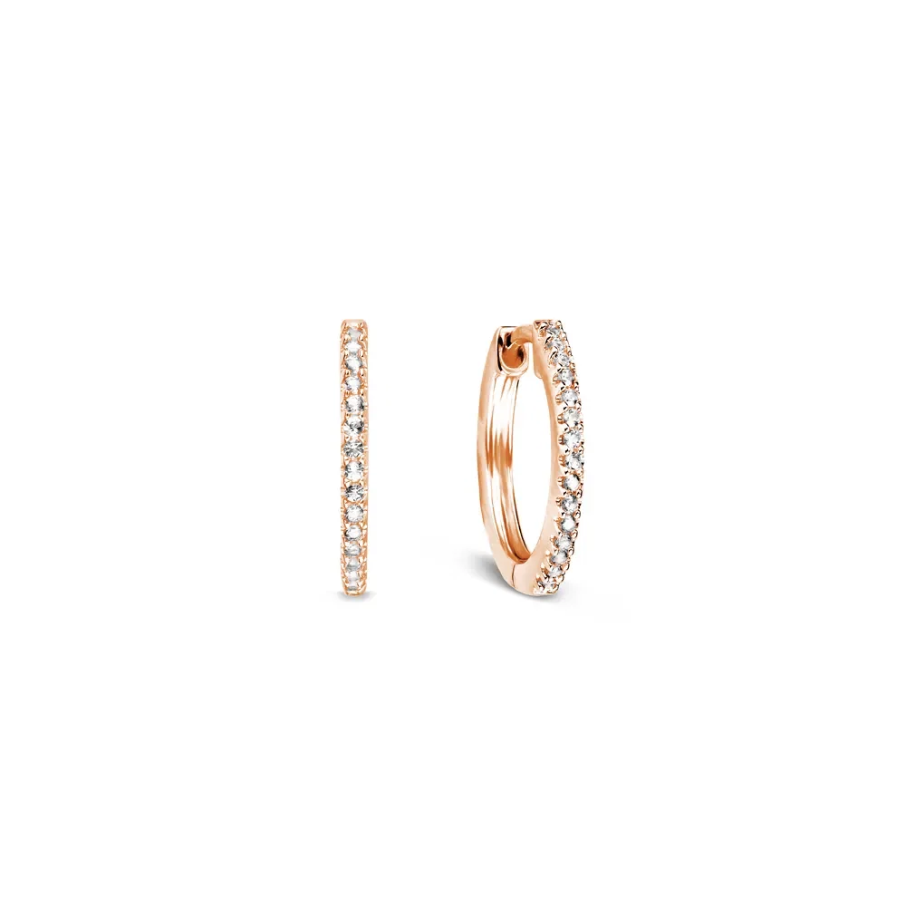 Argola Life Pavê Liga Rosé com Banho de Ouro Rosé 18k e Zircônia Incolor, 12mm