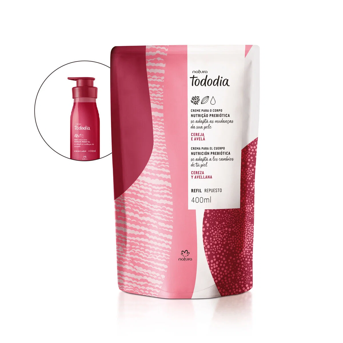 Refil Creme Desodorante Nutritivo para o Corpo Tododia Cereja e Avelã 400 ml