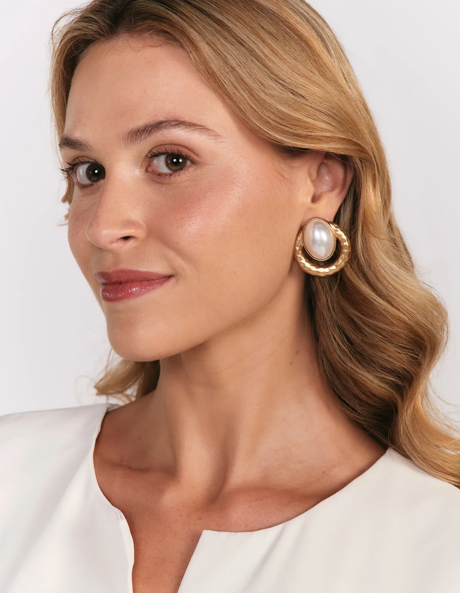 Brinco Argola Com Pérola - Dourado
