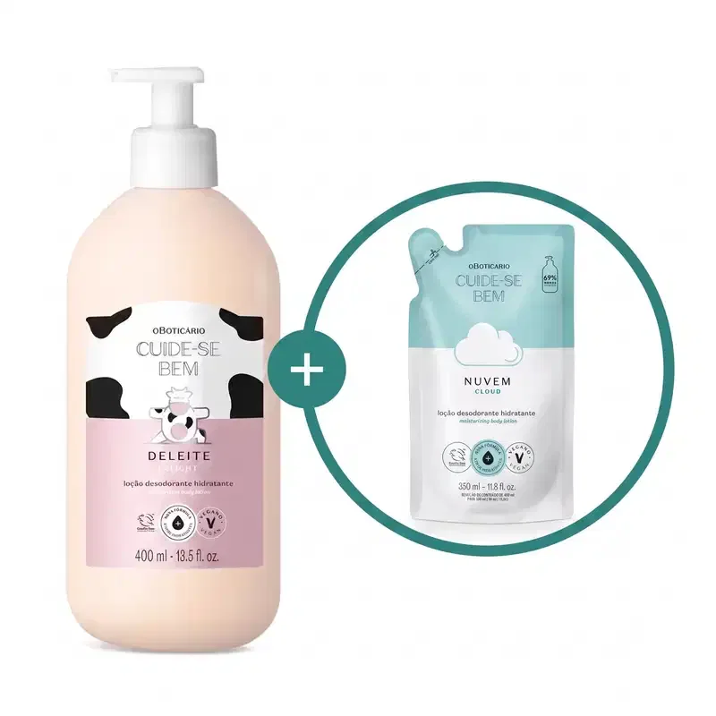 Combo Cuide-se bem: Loção Corporal Deleite 400ml + Refil Nuvem 350ml — imagem 1