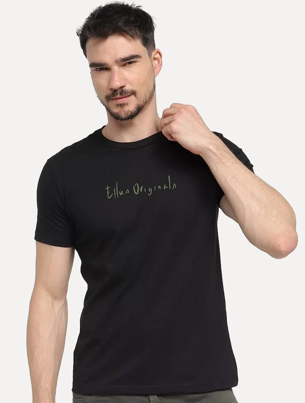 Camiseta Ellus Masculina Cotton Fine Originals Green Logo Preta
