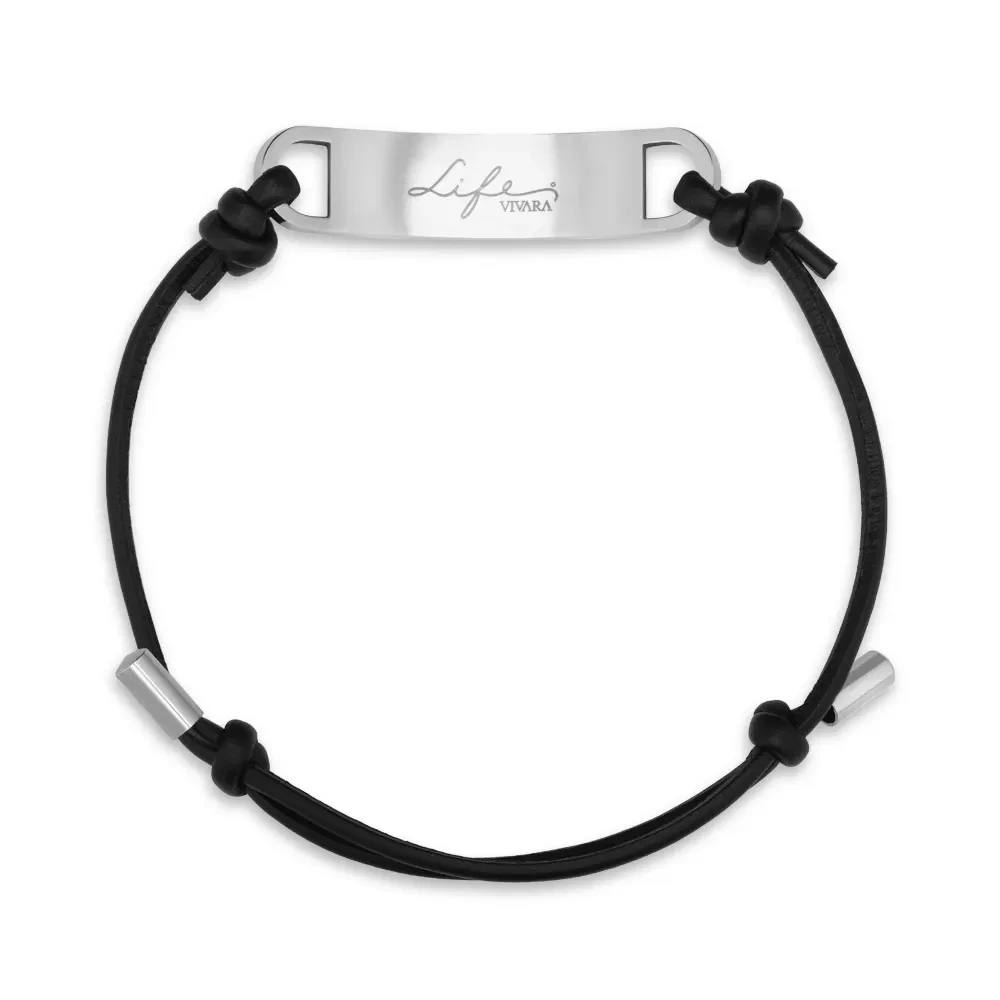 Pulseira Life em Couro I Preto com Aço — imagem 1