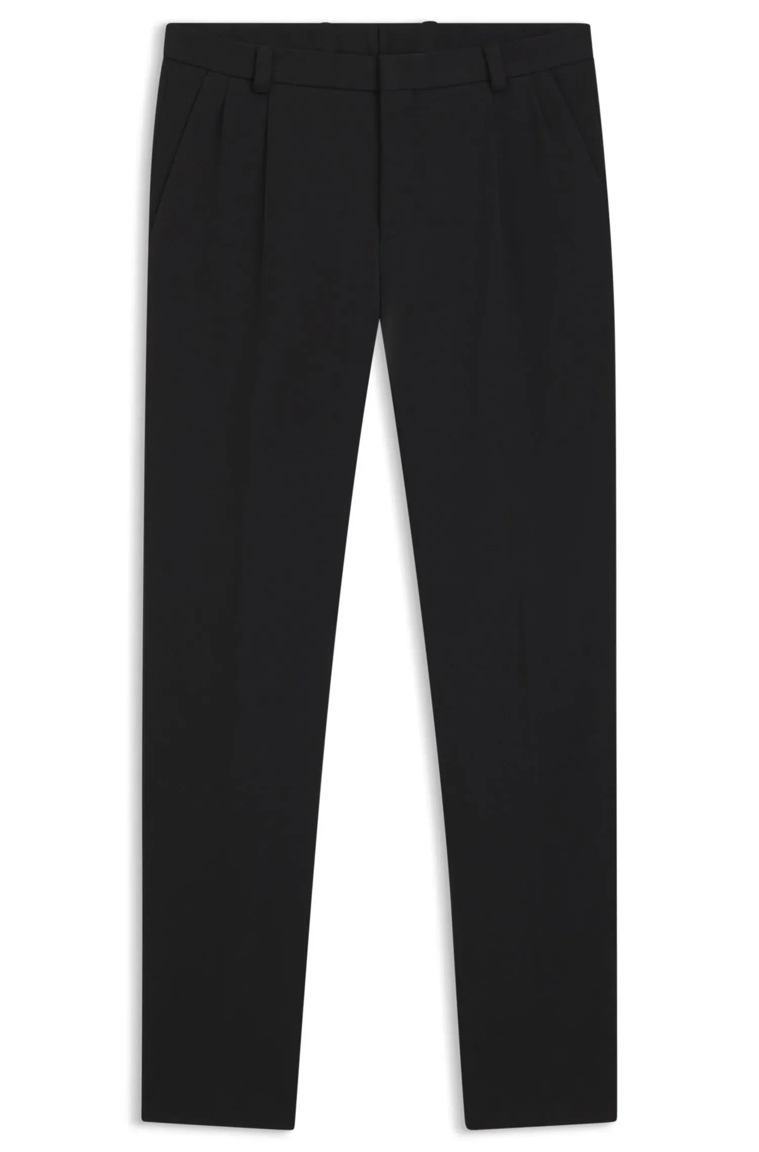 Calça Regular Fit Em Mistura De Algodão Melange