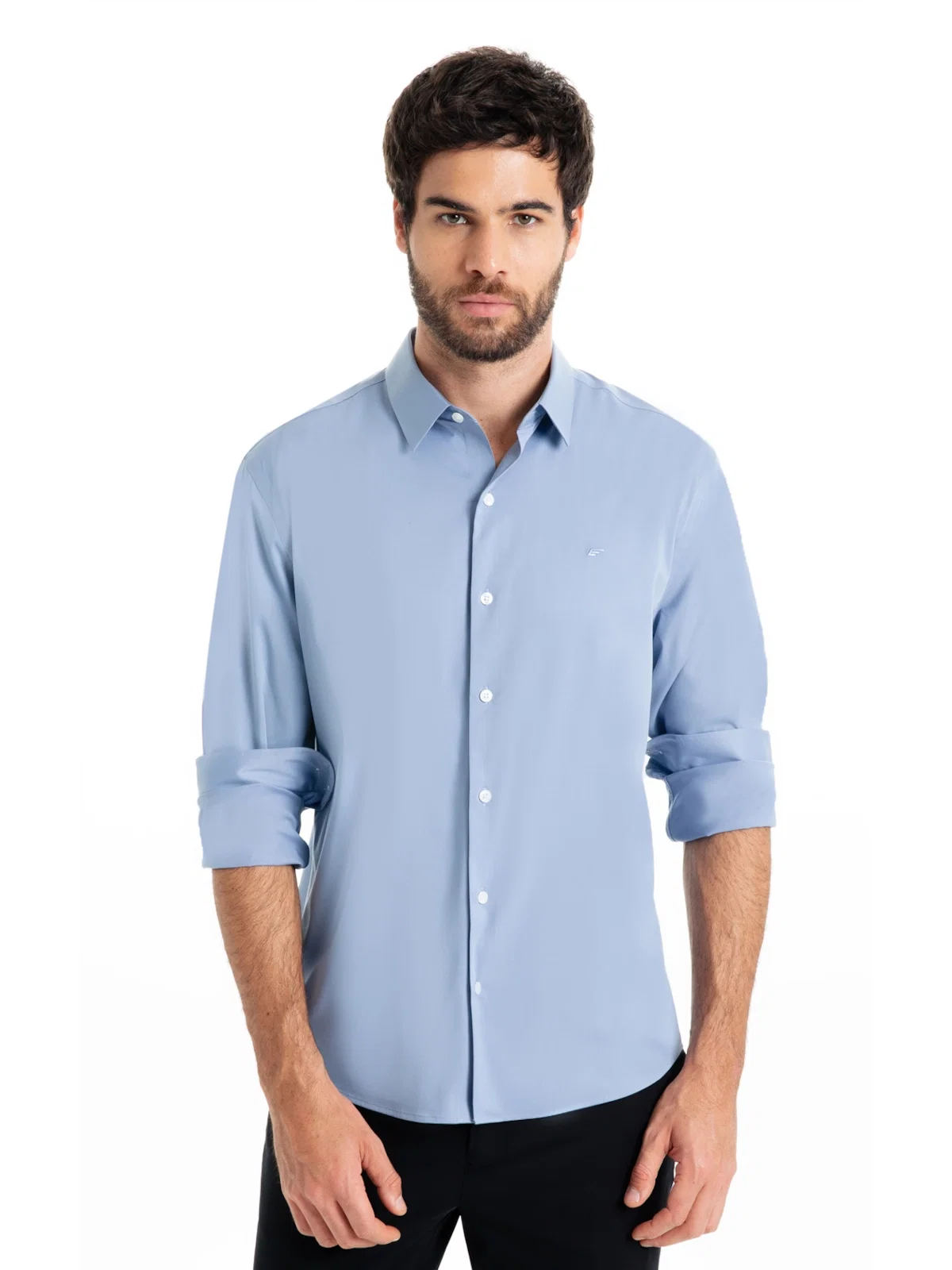 Camisa Modal Slim Azul Pervante