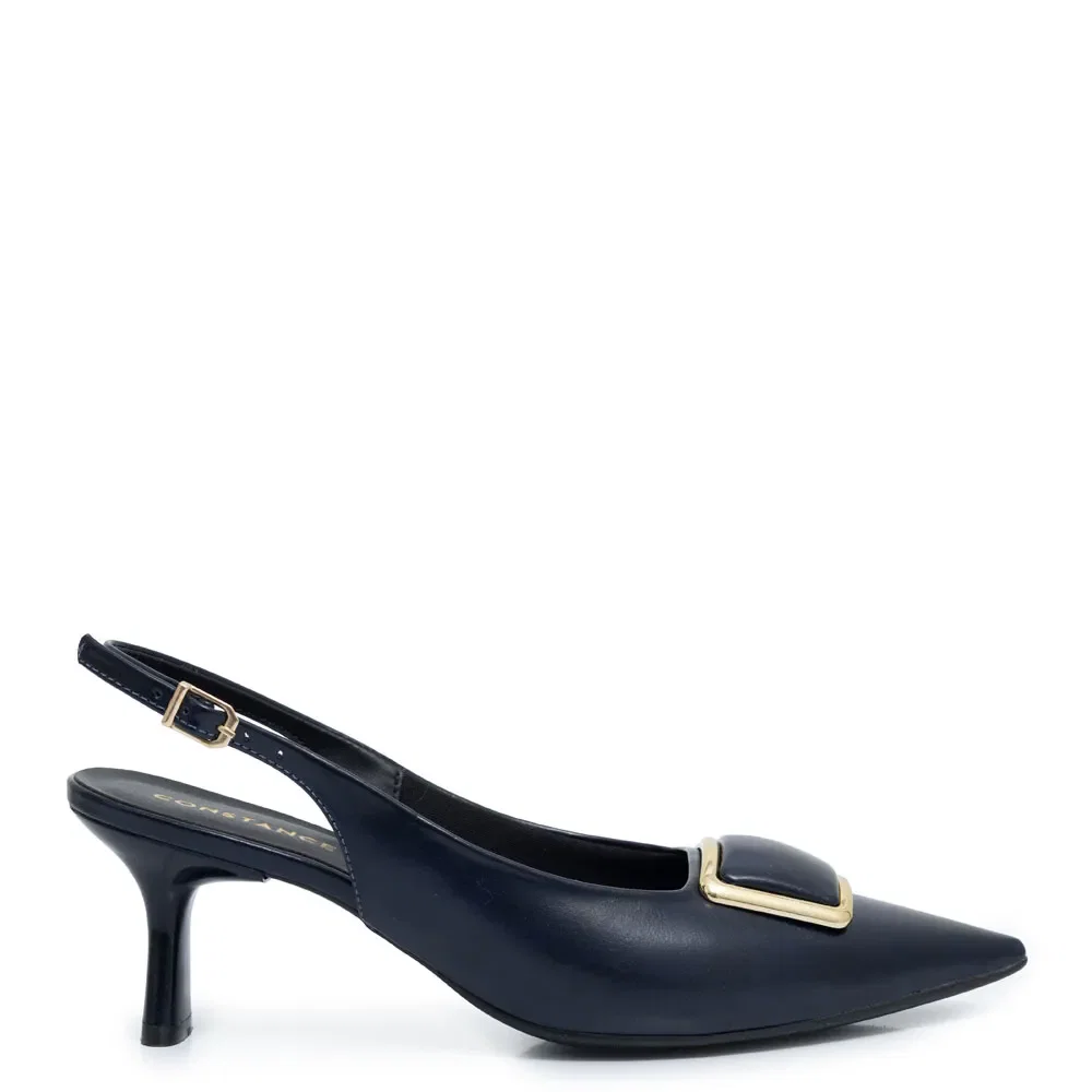 Scarpin Slingback Azul Marinho Enfeite — imagem 1
