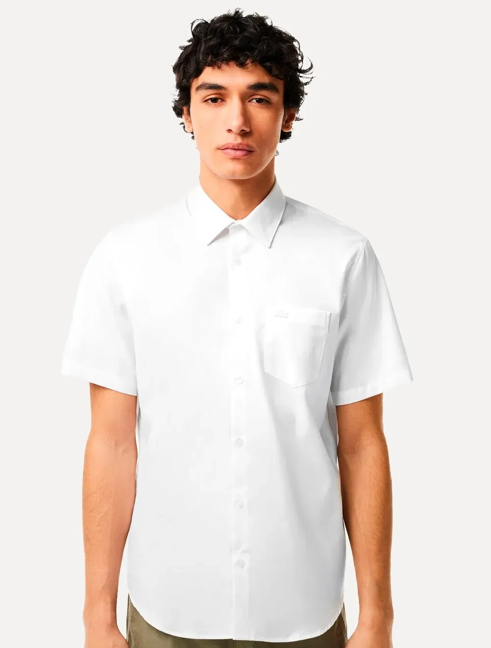 Camisa Lacoste Masculina Manga Curta Regular Solid Pocket Branca