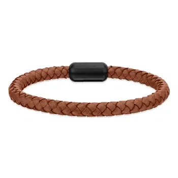 Pulseira Life em Couro IV Marrom com Aço
