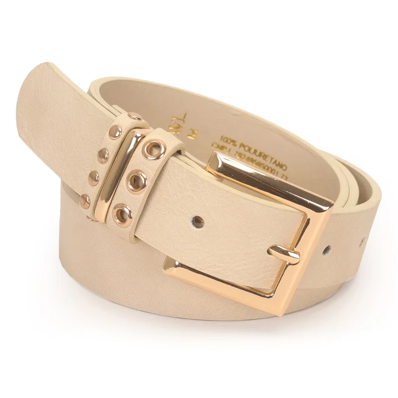 Cinto Feminino Fivela Quadrada Com Passante Rebites 2,8cm