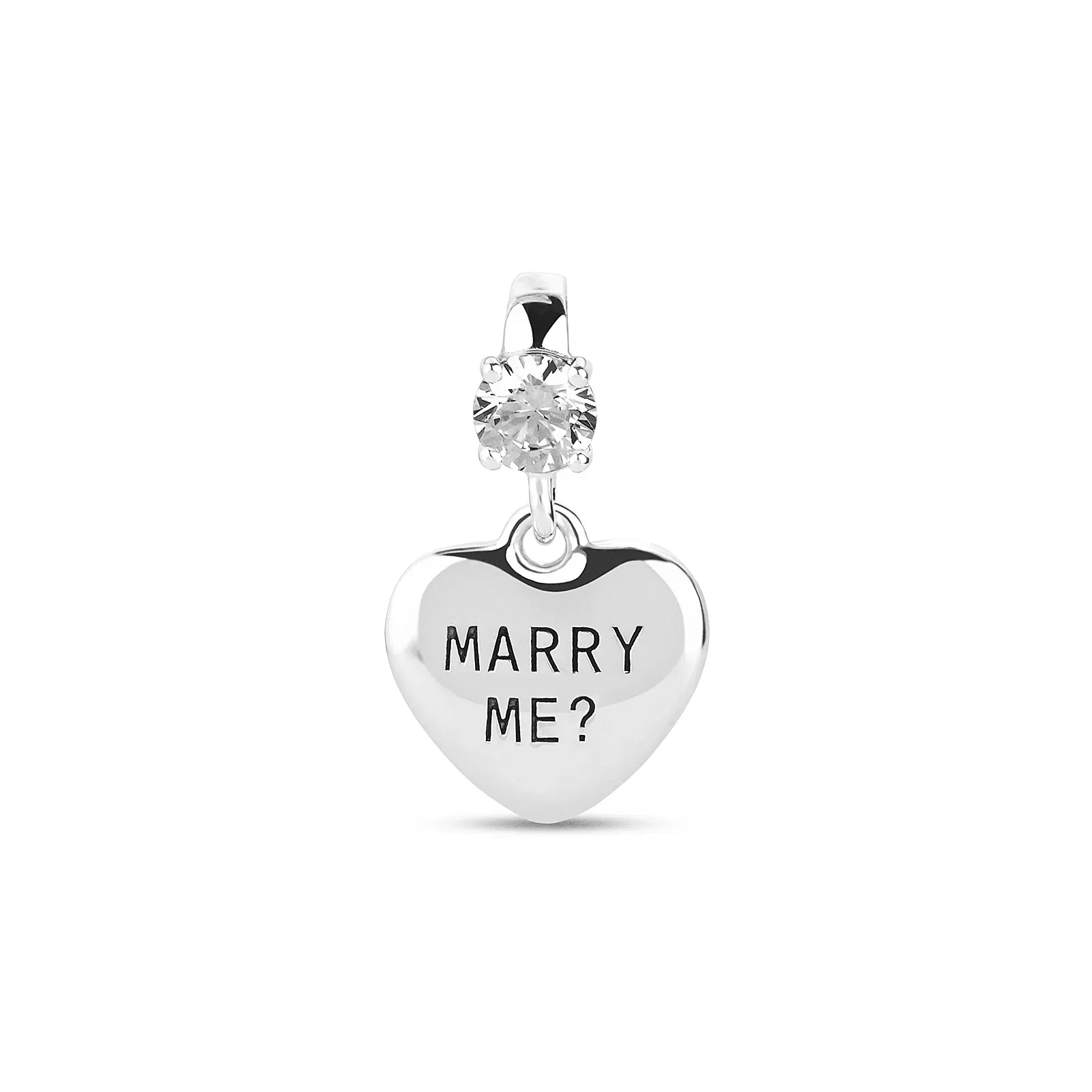 Pingente Life Marry Me? em Prata 925 com Pedras Incolores — imagem 1