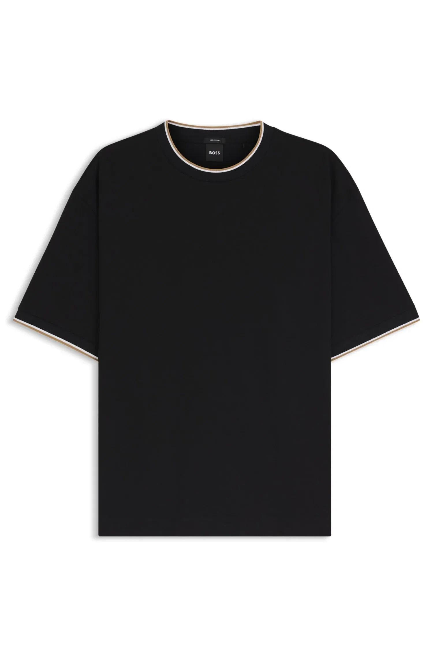 Camiseta De Algodão Mercerizado Com Punhos Com Listras — imagem 1