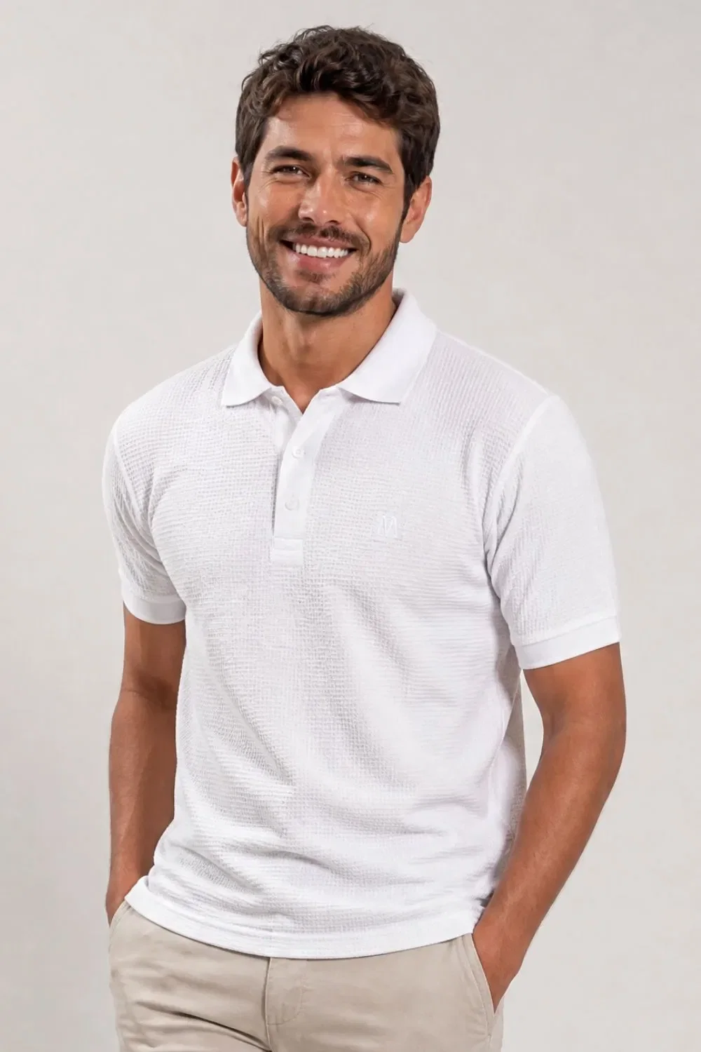 Polo Piquet Texturizada Premium Polo Wear Branco