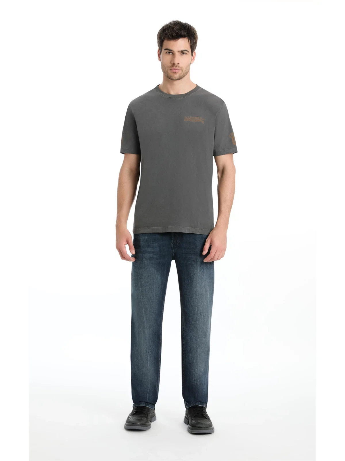 Calça High Comfort Stretch Slim Filigrana Lav. Escuro C/ Tie Dye — imagem 1