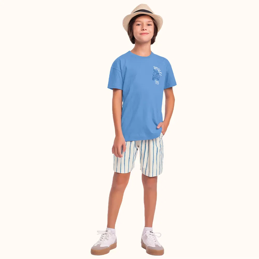 Conjunto camiseta em meia malha e bermuda em moletinho moto — imagem 1