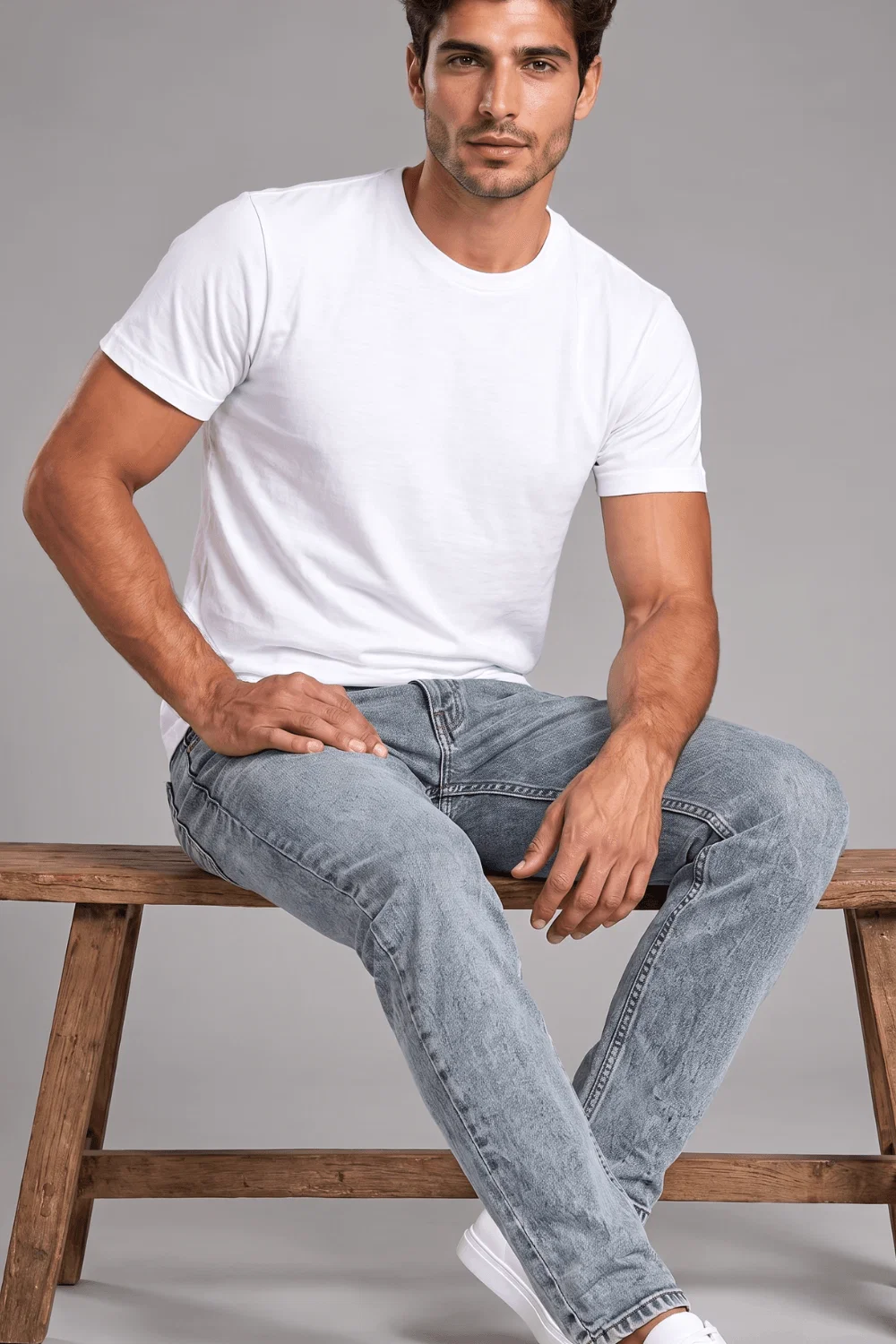 Calça Jeans Slim Masculina Básica Polo Wear Marmorizada