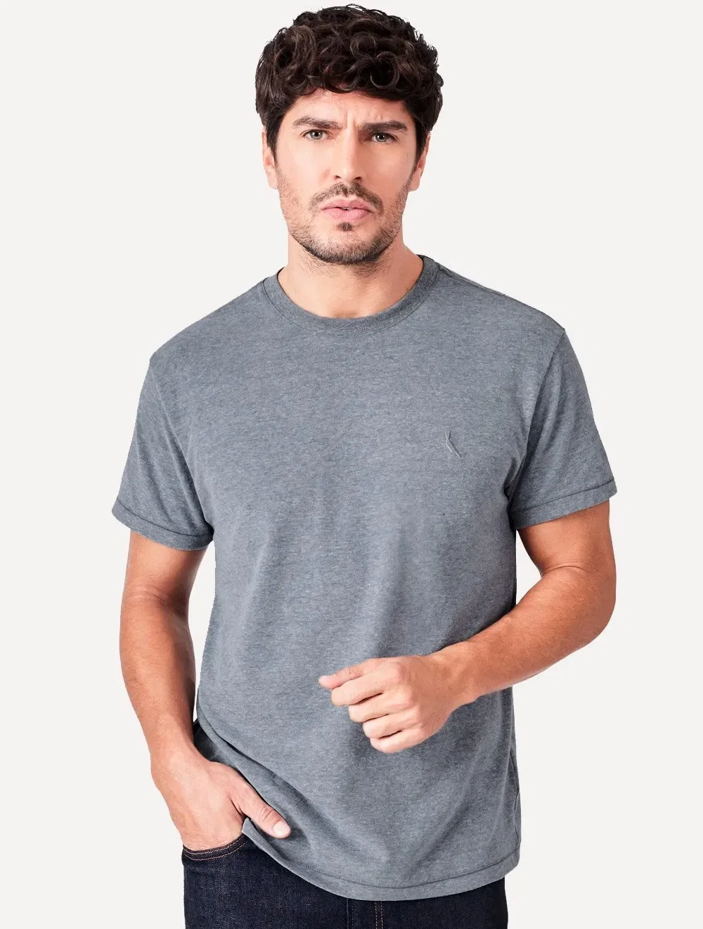 Camiseta Reserva Masculina Regular Mescla Touch Azul Marinho — imagem 1