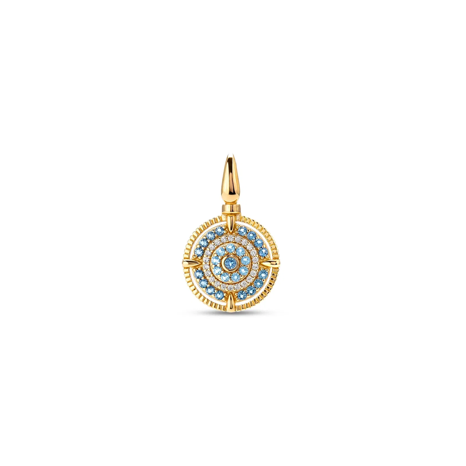 Pingente Life Intenção Olho Grego em Prata 925 com Banho de Ouro Amarelo 18k e Zircônia Azul e Incolor — imagem 1