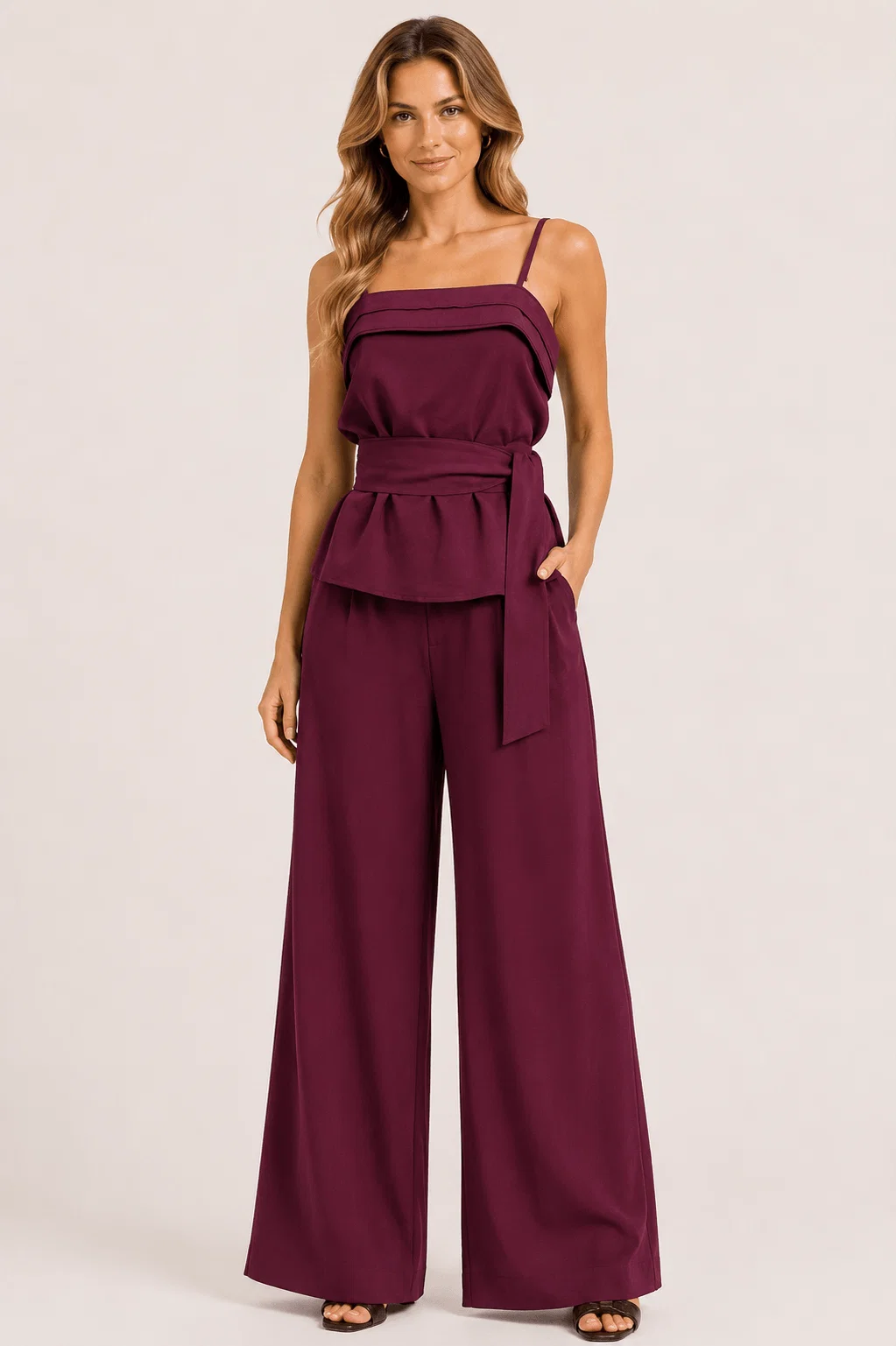 Calça Pantalona Alfaiataria - Vinho — imagem 1