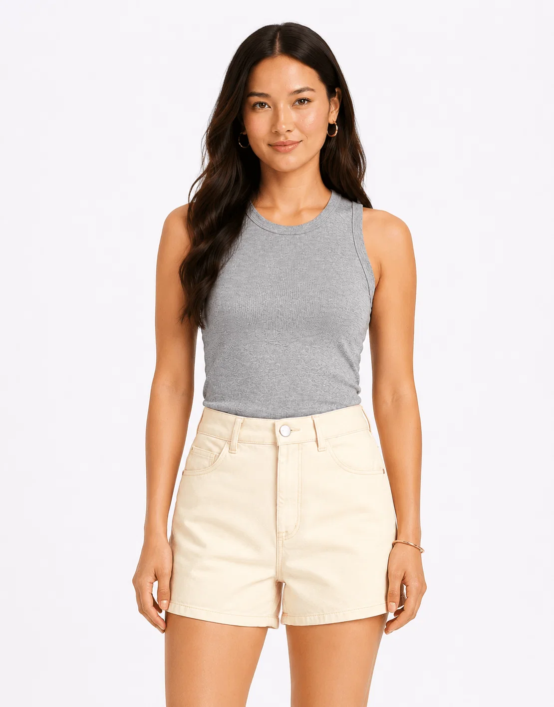 Blusa Sem Manga Basic - Mescla Claro