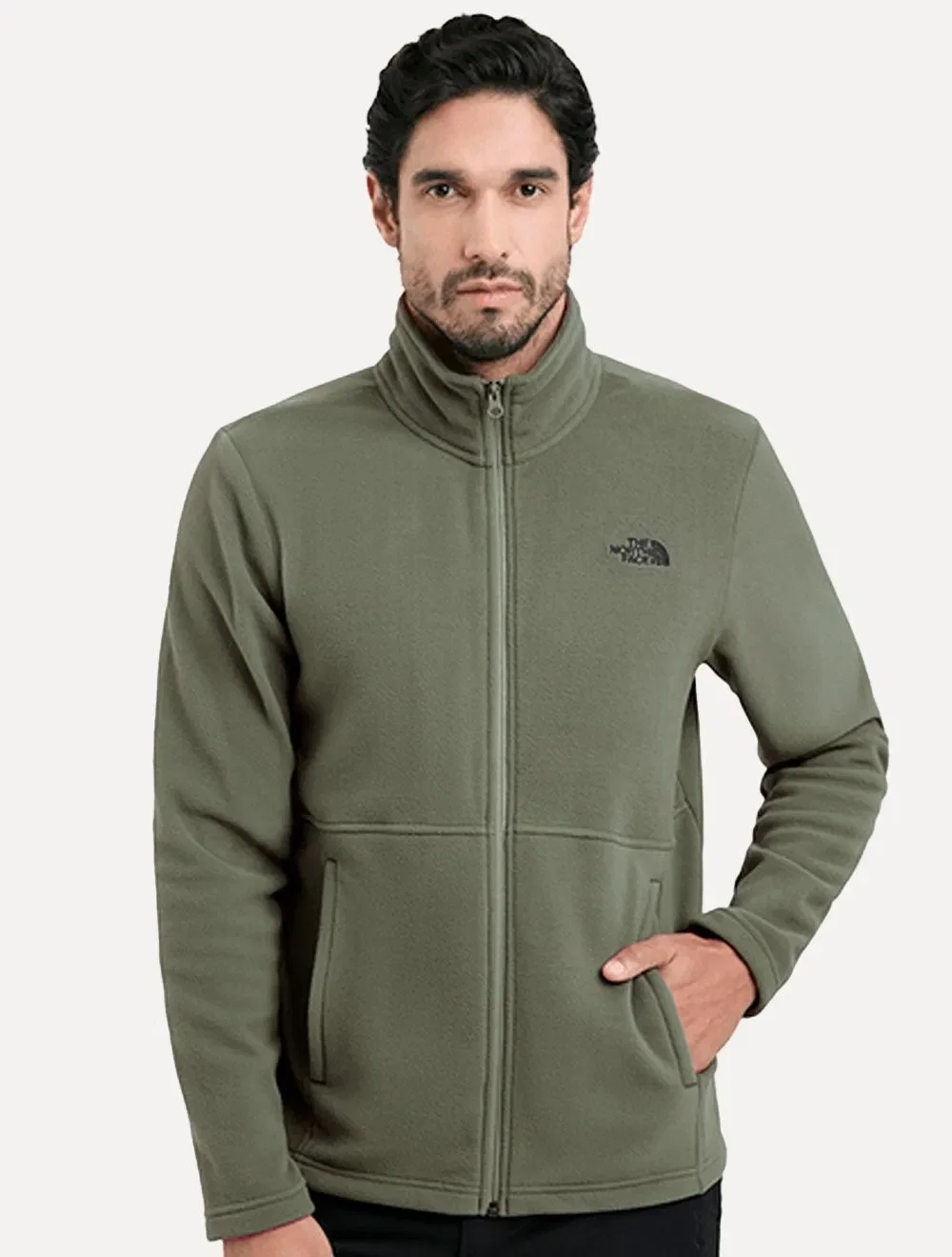Blusa The North Face Masculina Fleece Glacier Full Zip Com Capuz TNF Verde Militar