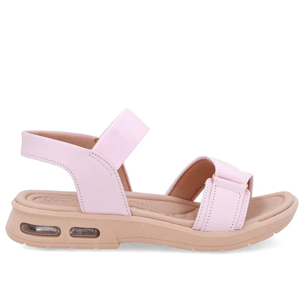 Sandália Salto Baixo Elástico Rosa — imagem 1