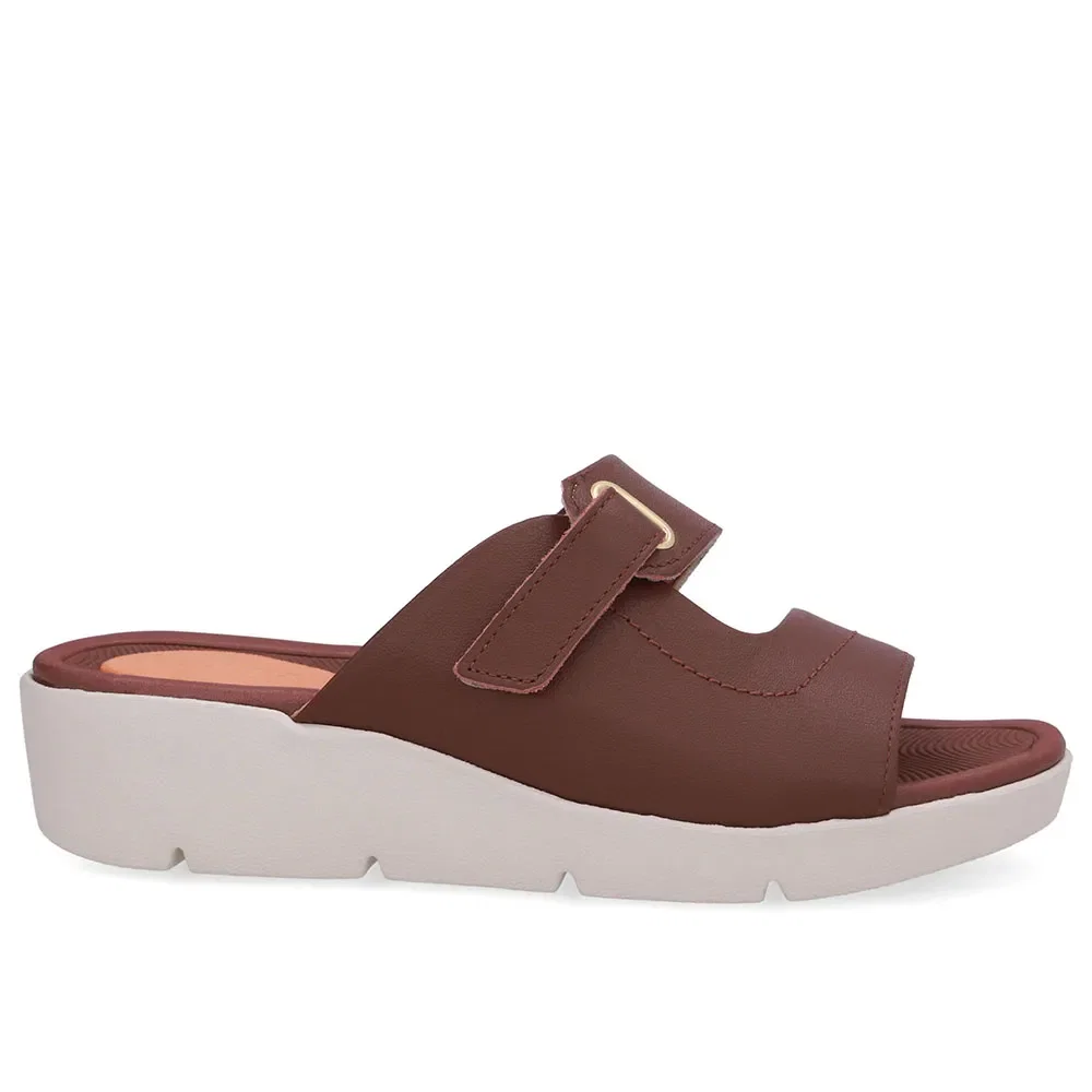 Tamanco Salto Plataforma Couro Vermelho Fecho-Flex — imagem 1