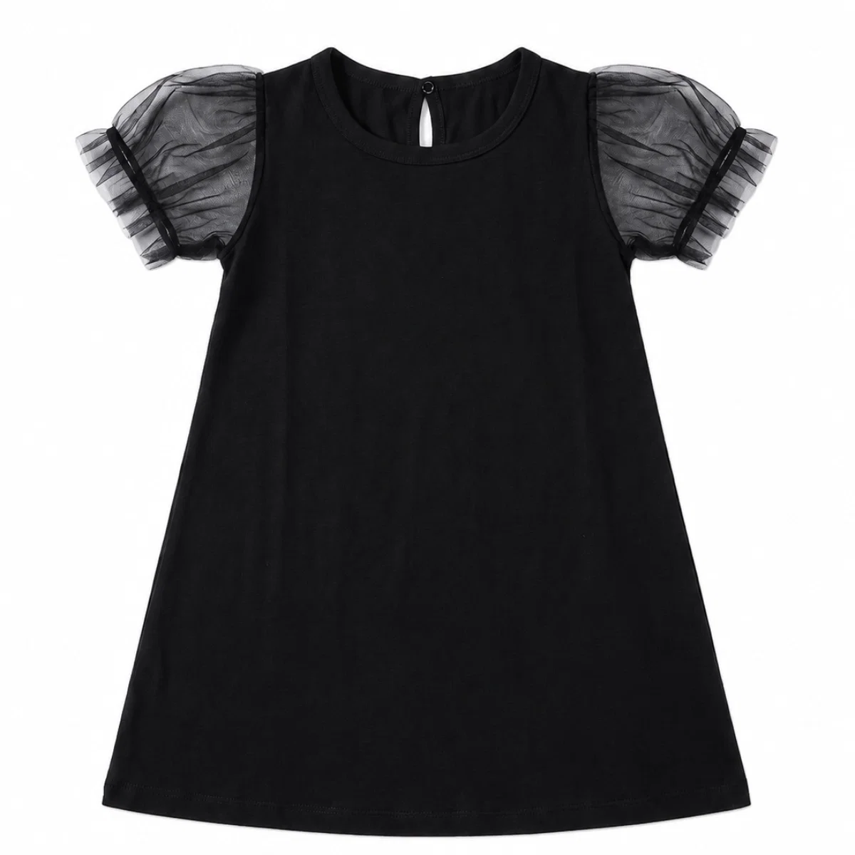 Vestido Manga Curta Preto Básico Kids Suedine Tip Top