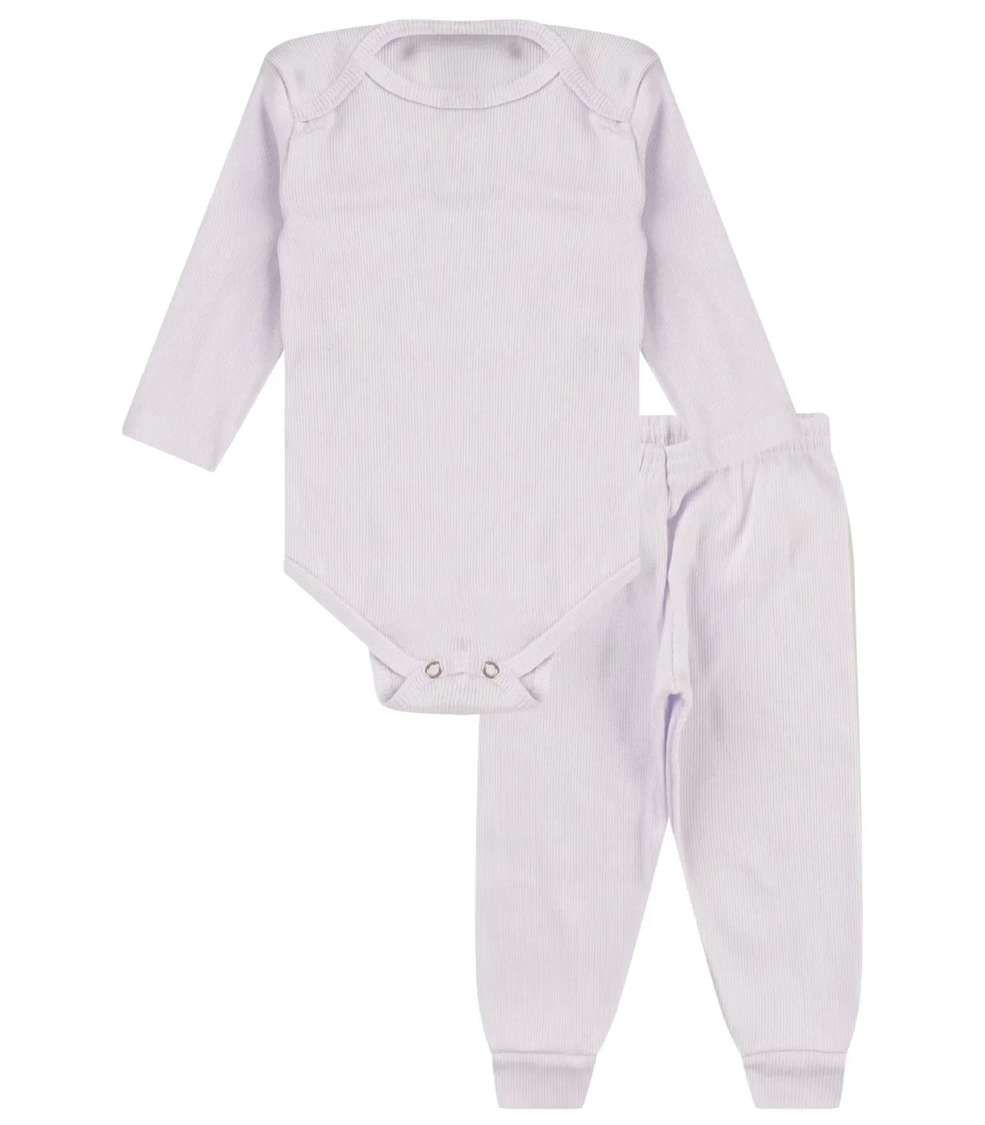 Kit Body Bebê Canelado 2 Peças Kappes Branco