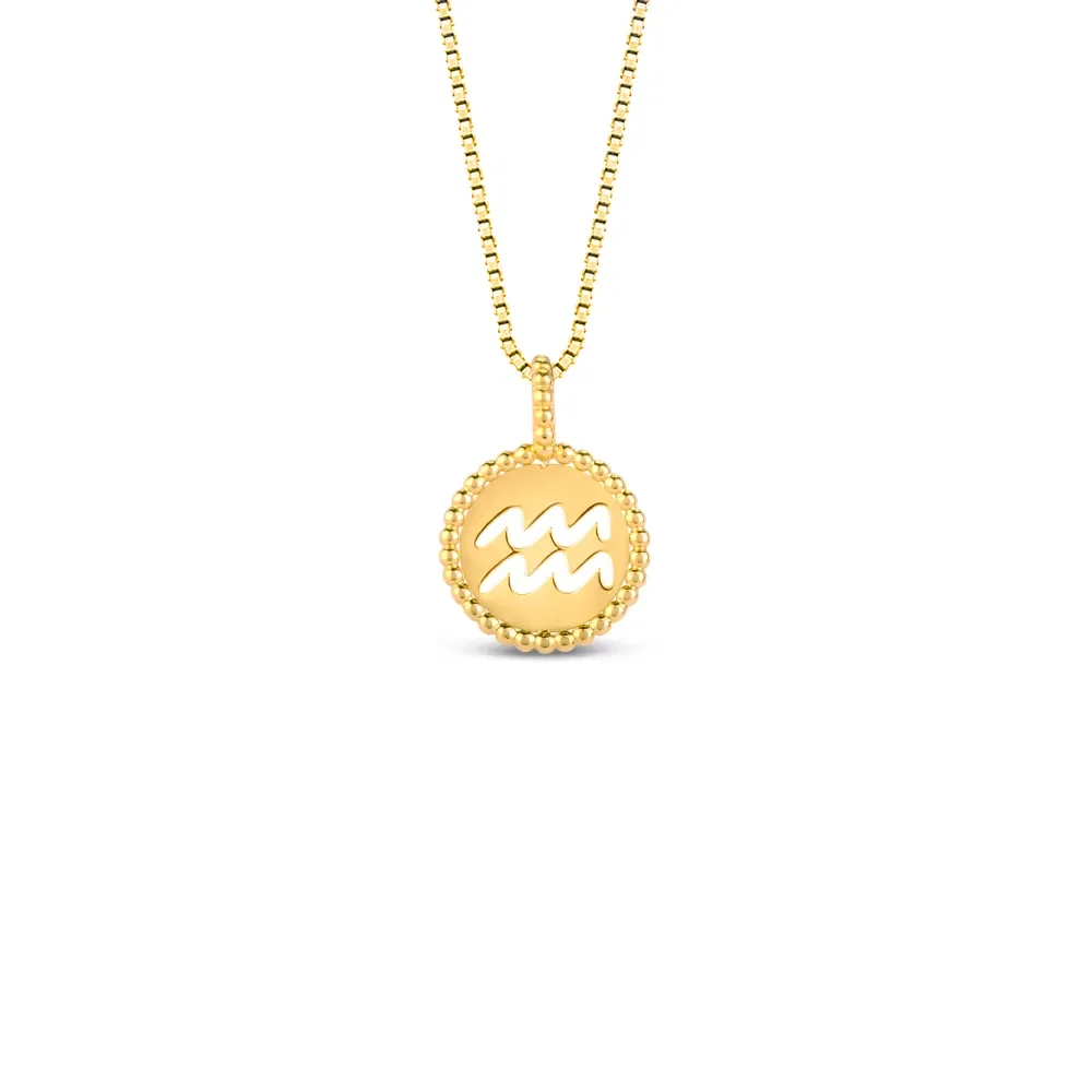 Pingente Signo Aquário em Ouro Amarelo 18k, 15mm — imagem 1