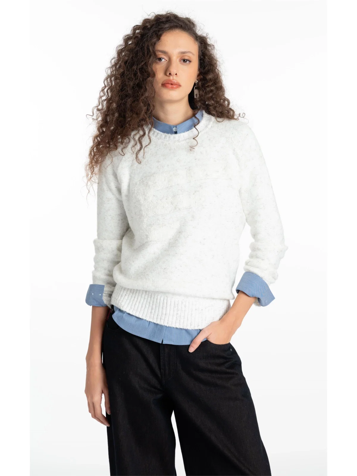 Tricot Cashmere Like Knit Off White Mescla — imagem 1
