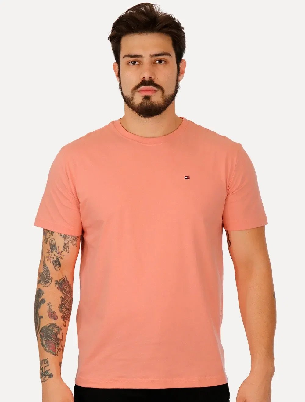 Camiseta Tommy Hilfiger Masculina Essential Cotton Salmão — imagem 1