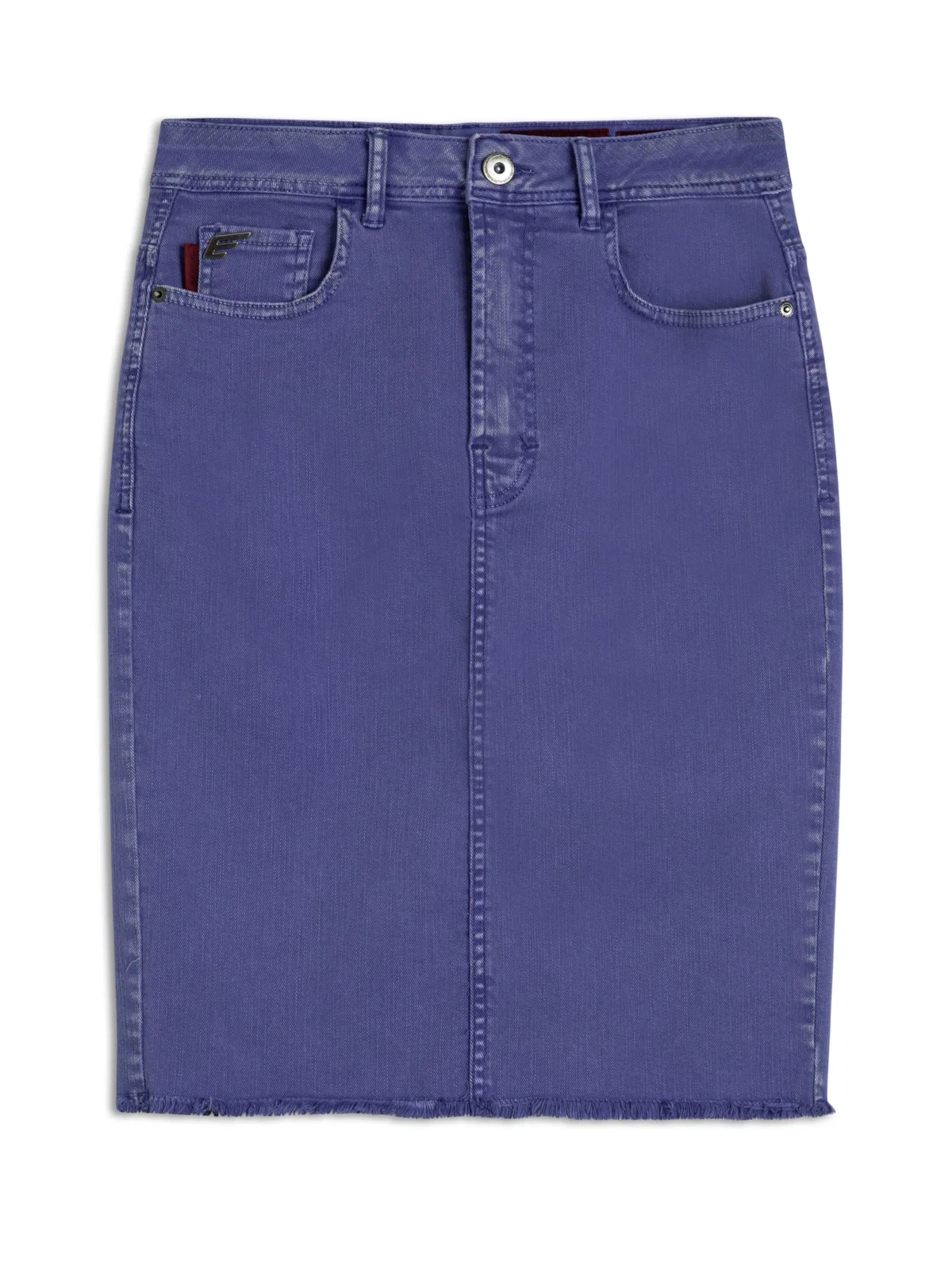 Saia Denim Color Stretch Midi Azul Bic