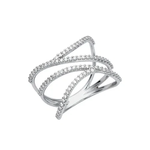 Anel Afluente em Ouro Branco 18k com Diamantes