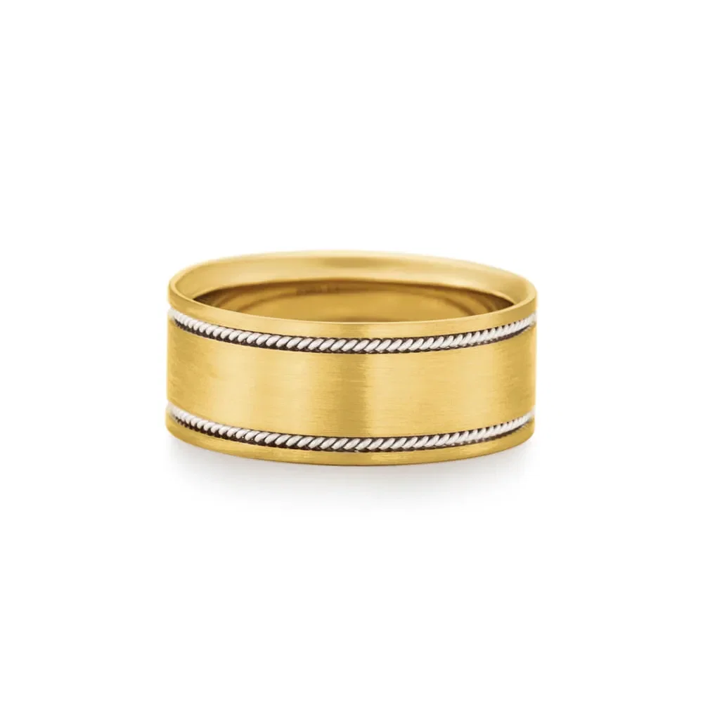 Aliança Honeymoon em Ouro Amarelo e Ouro Branco 18k, 8mm
