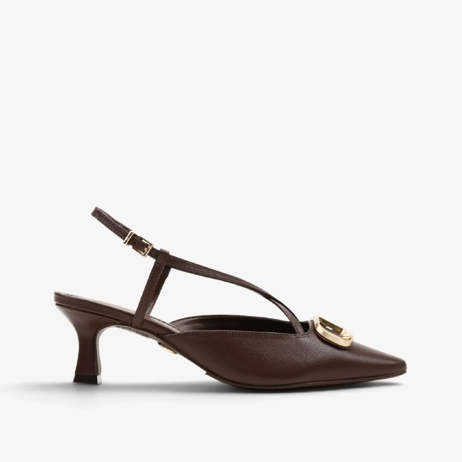 Slingback Marrom Café Couro