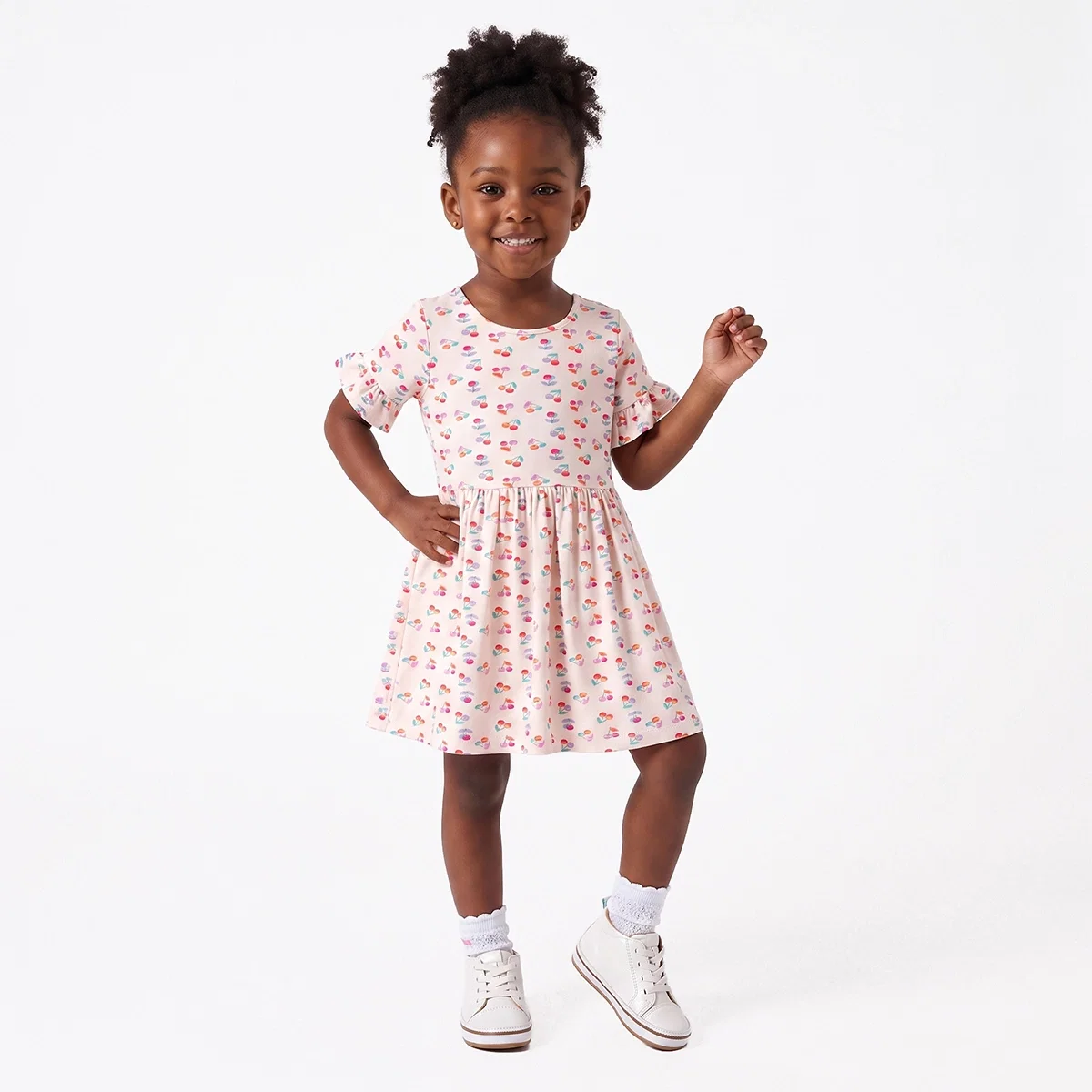 Vestido Manga Curta Kids Cereja Viscolycra Toque Especial Tip Top