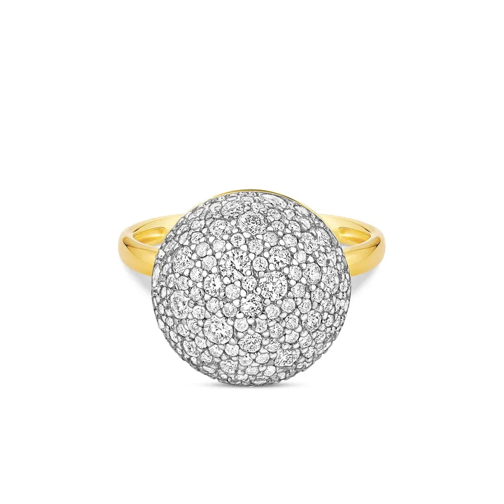 Anel Esferas em Ouro Amarelo 18k com Diamantes — imagem 1