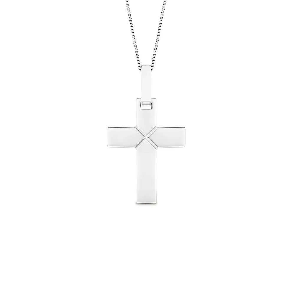 Pingente Cruz em Ouro Branco 18k, 25mm — imagem 1
