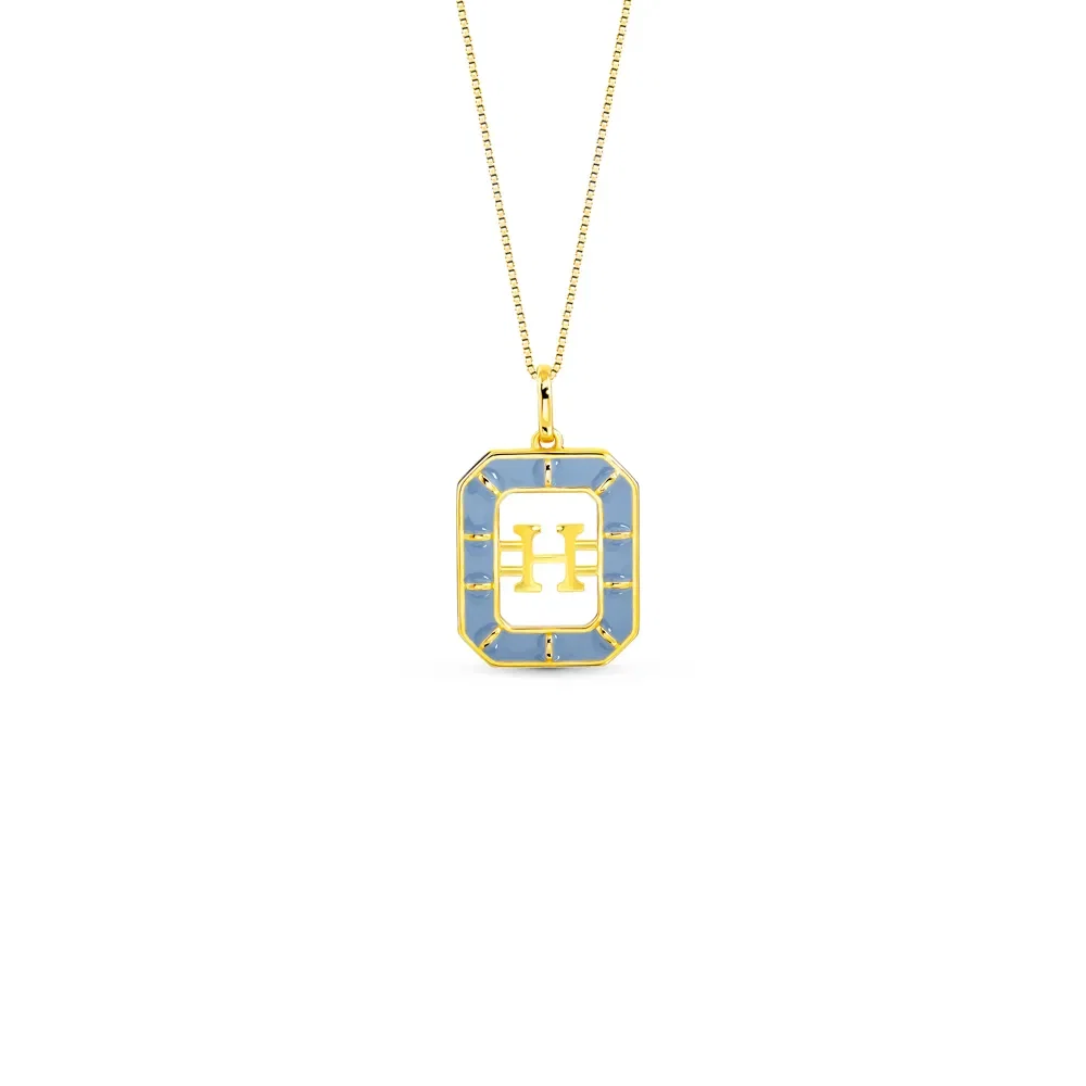 Pingente Alfabeto Letra H em Ouro Amarelo 18k com Esmalte, 14mm — imagem 1