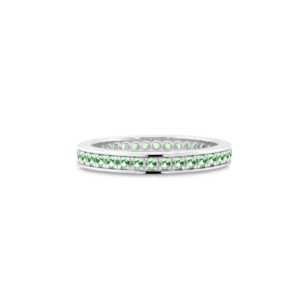 Anel Life Glam Prata Cravejado Verde — imagem 1