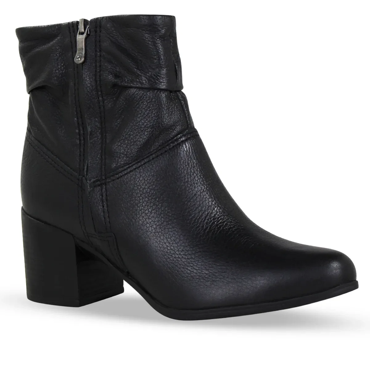 Bota Cano Baixo Couro Burnish Preto