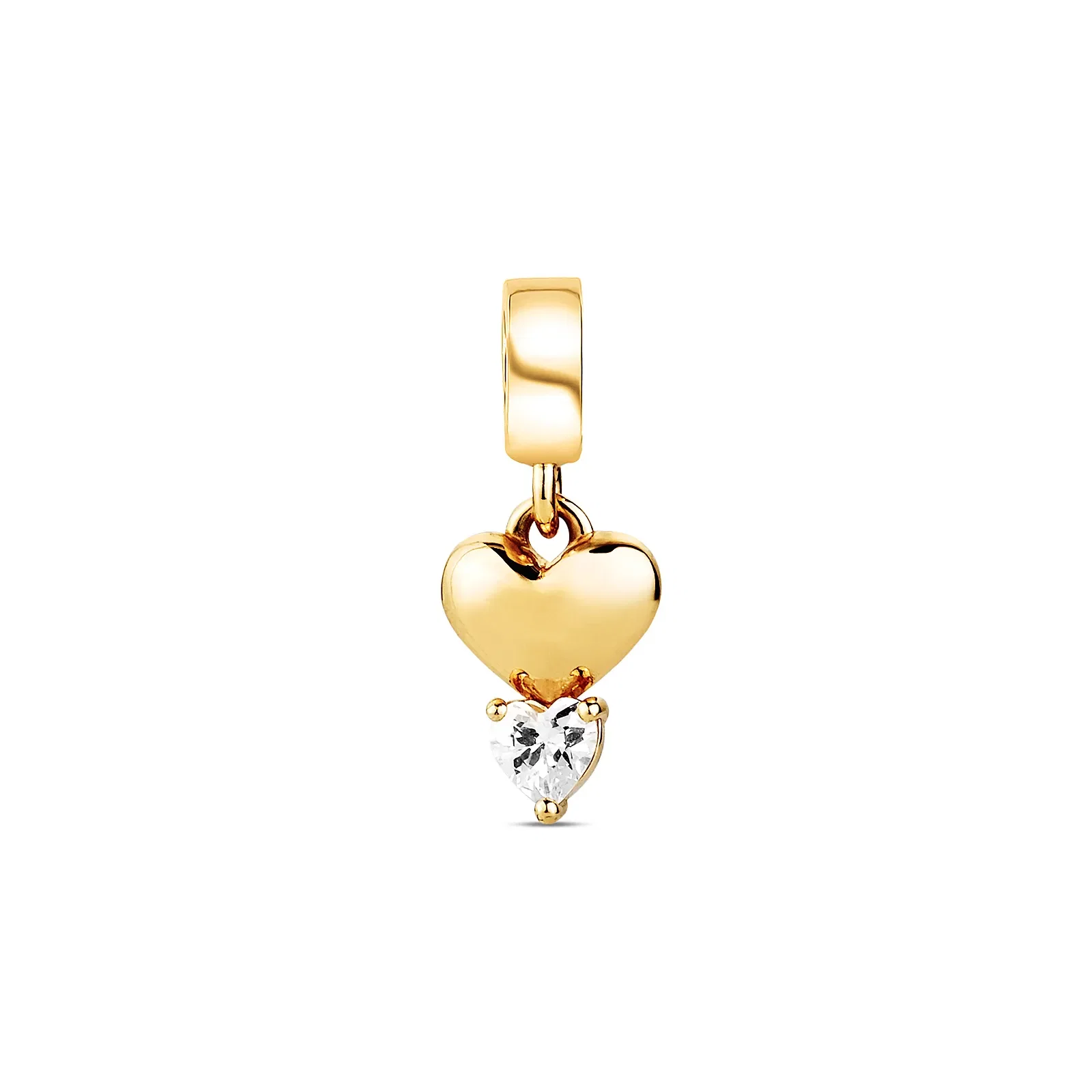 Pingente Life Coração em Prata 925 com Banho de Ouro Amarelo 18k e Pedras Incolores — imagem 1