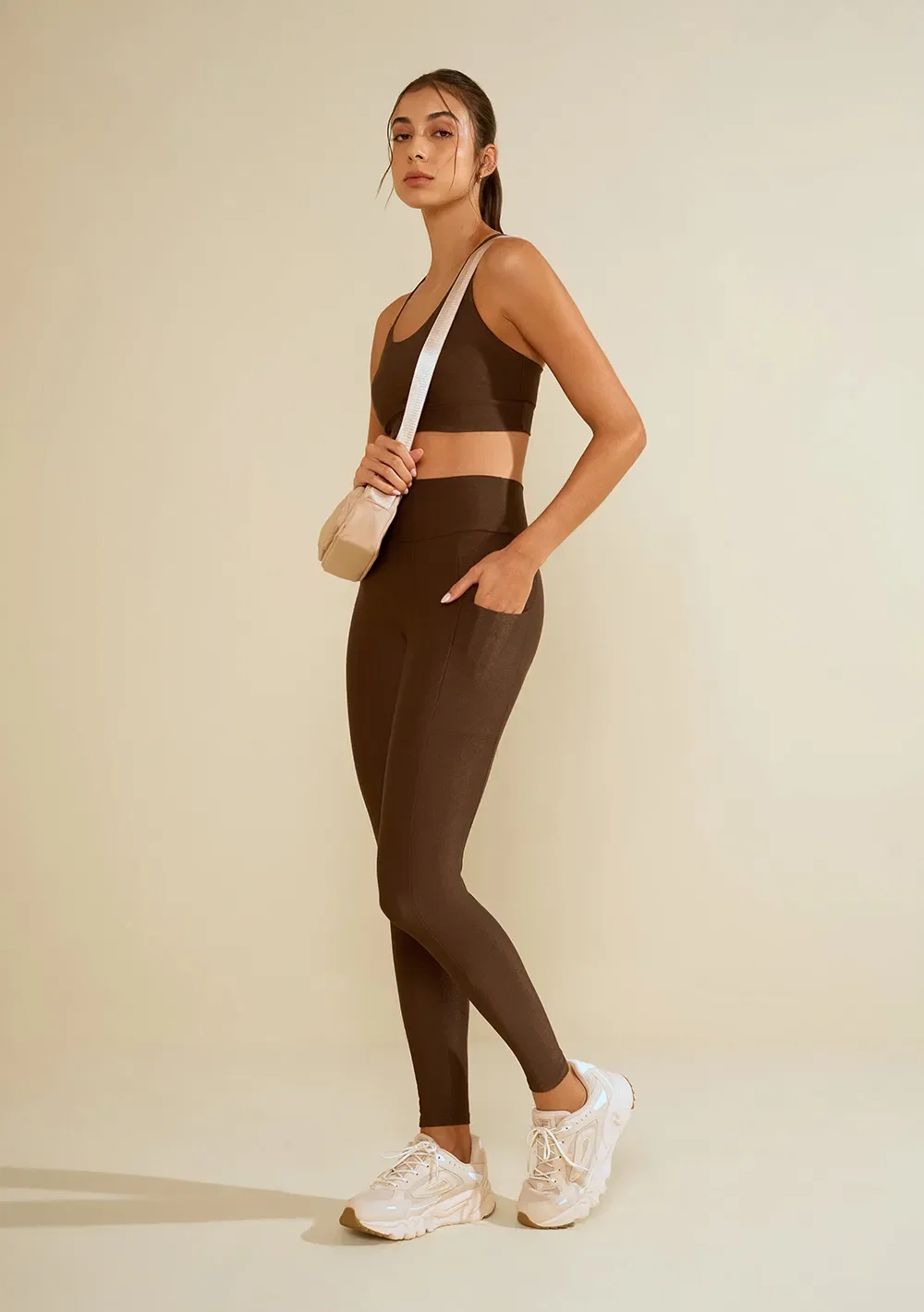 Calça Morena Rosa Legging Alta Marrom — imagem 1