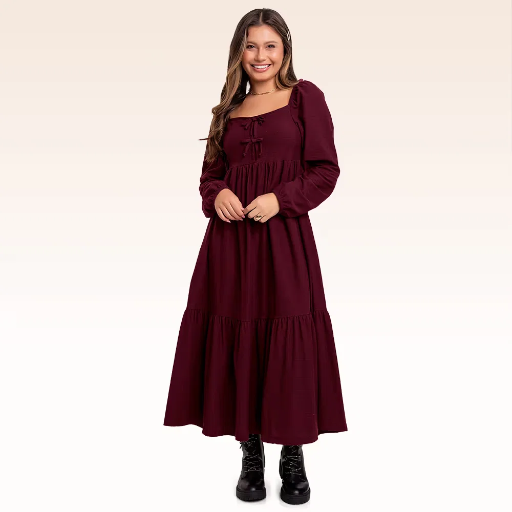 Vestido manga longa em malha florence