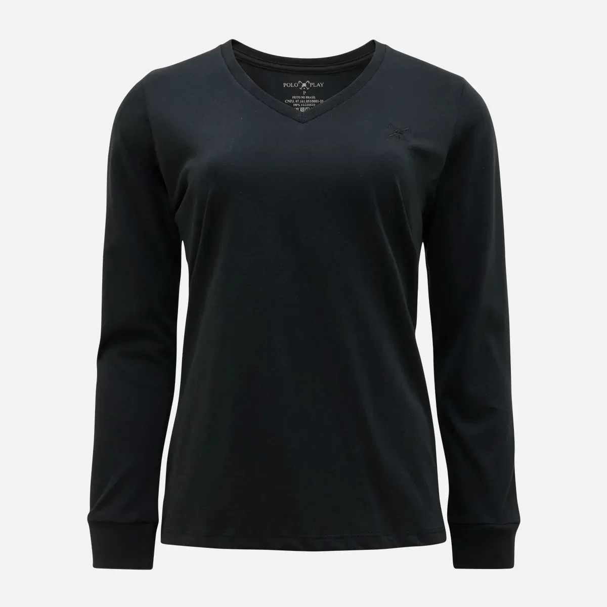 Camiseta Gola V Feminina Manga Longa