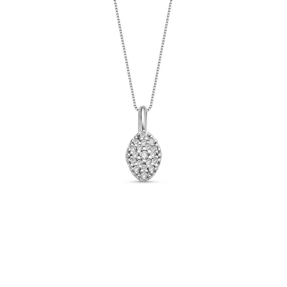 Pingente Pavê em Ouro Branco 18k com Diamantes, 13mm — imagem 1