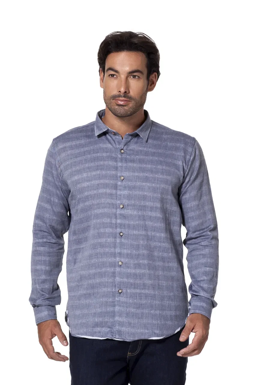 Camisa Regular Double Lineas Pois
