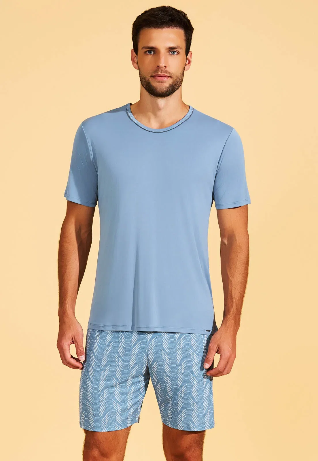 Pijama Manga Curta e Shorts De Microfibra Recco — imagem 1