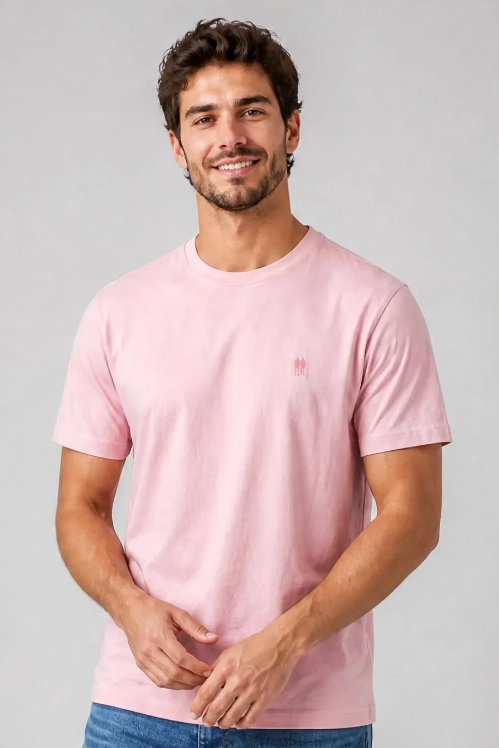 Camiseta Masculina Algodão Básica Polo Wear Rosa Médio