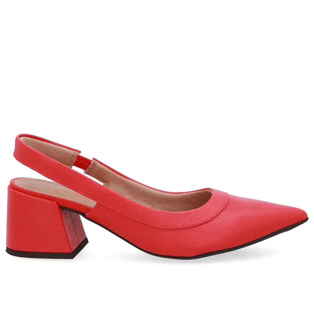 Slingback Vermelho Salto Bico Fino — imagem 1